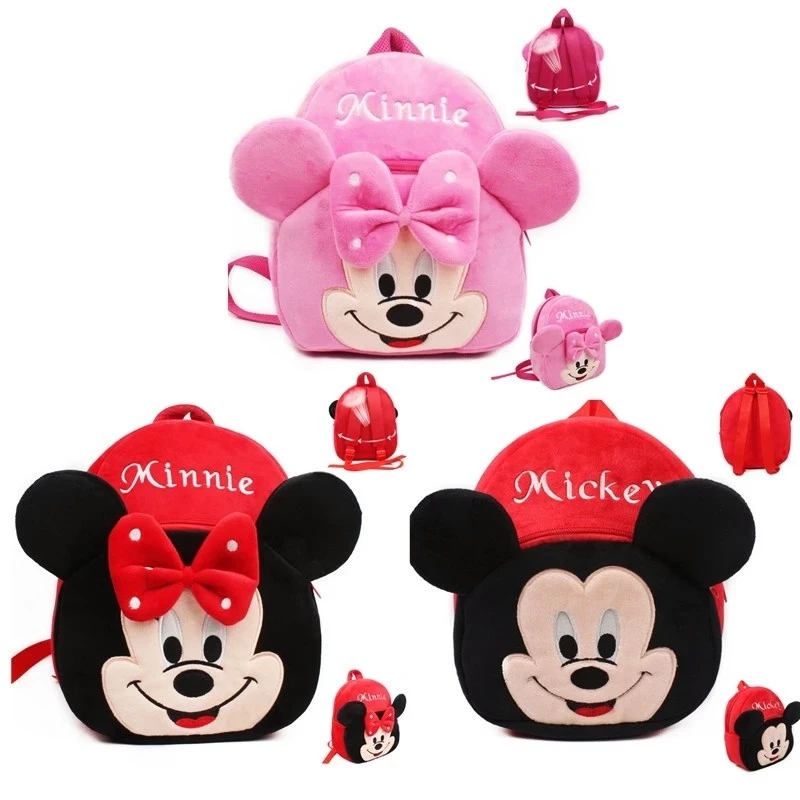 

Disney Plush bag Mickey Minnie Backpack Stitch Winnie the Pooh Kawaii Children's Gifts Cartoon Kindergarten Bags