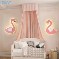 cute cartoon flamingo shape wall night lights led kids bedroom wall light girl baby pink wall lamp acrylic sconces ac 220v