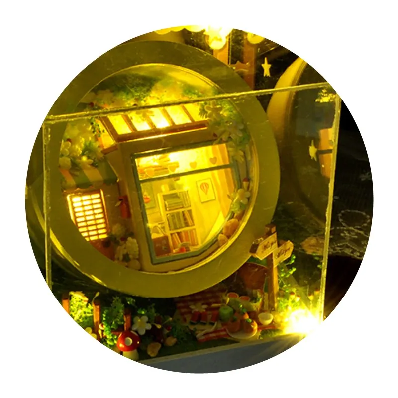 

Mini Dollhouse Wooden Doll Houses Miniature DIY Furniture Kit Casa Music Led Toys for Children Birthday Gift