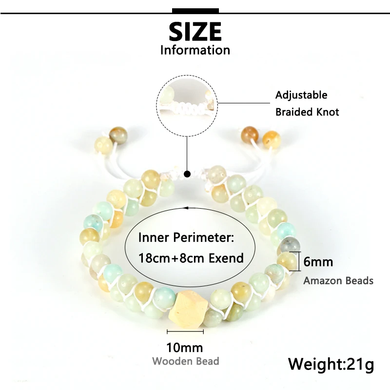 

Handmade Natural Stone Boho Wrap Bracelet & Bangle Wood Beads Amazonite Stone Braided Charm Bracelet Women Men Gift Dropshipping