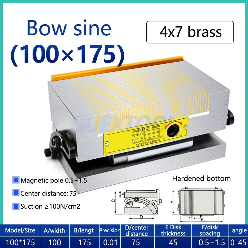 100*175 Sinusoidal Magnetic Table Brass Surface Grinder, 0-45 Angle High Precision Strong Magnetic Chuck Grinder Disc images - 6