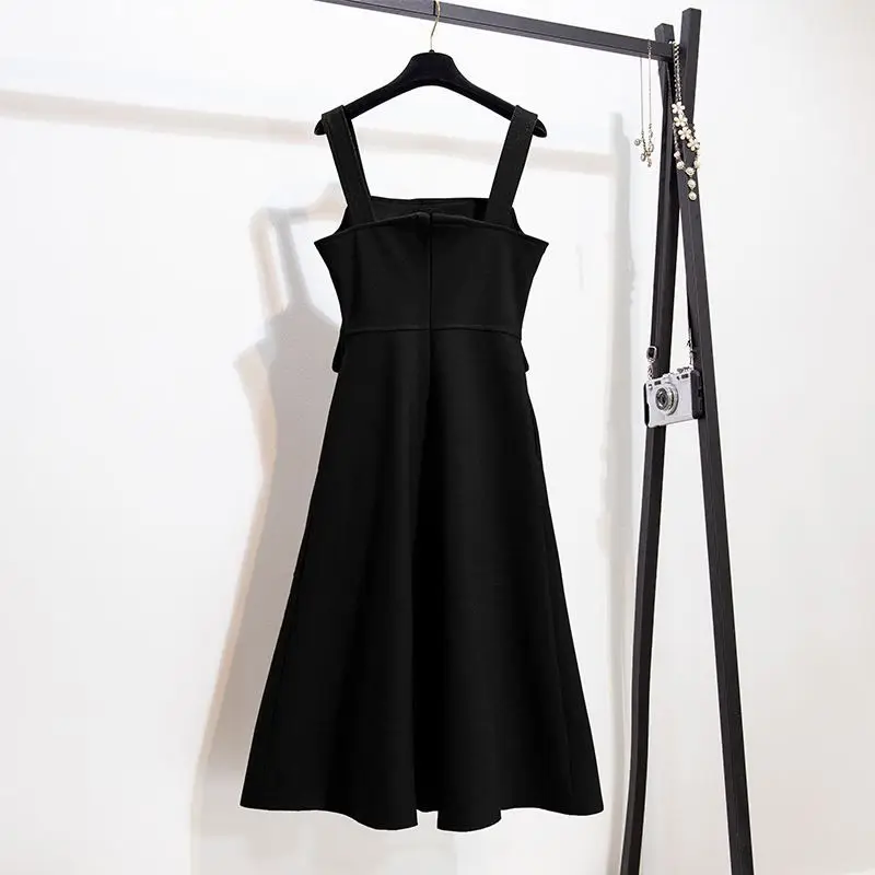 

Women 2020 Spring Autumn Long Sleeve Sweater And Single-breasted Strap Woolen Dress 2 Piece Set Female Elegant Slim Suit R130