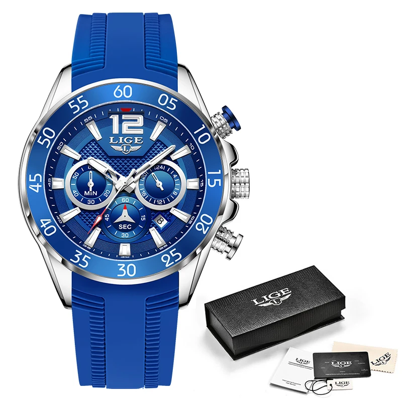 

Relogio Masculino New Fashion Watch Men LIGE Top Brand Sport Watches Silicone Mens Waterproof Quartz Clock Man Casual WristWatch