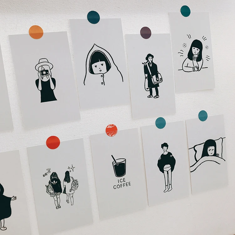 Черно белые простые наклейки SIXONE 10 комплектов декоративные двусторонняя печать