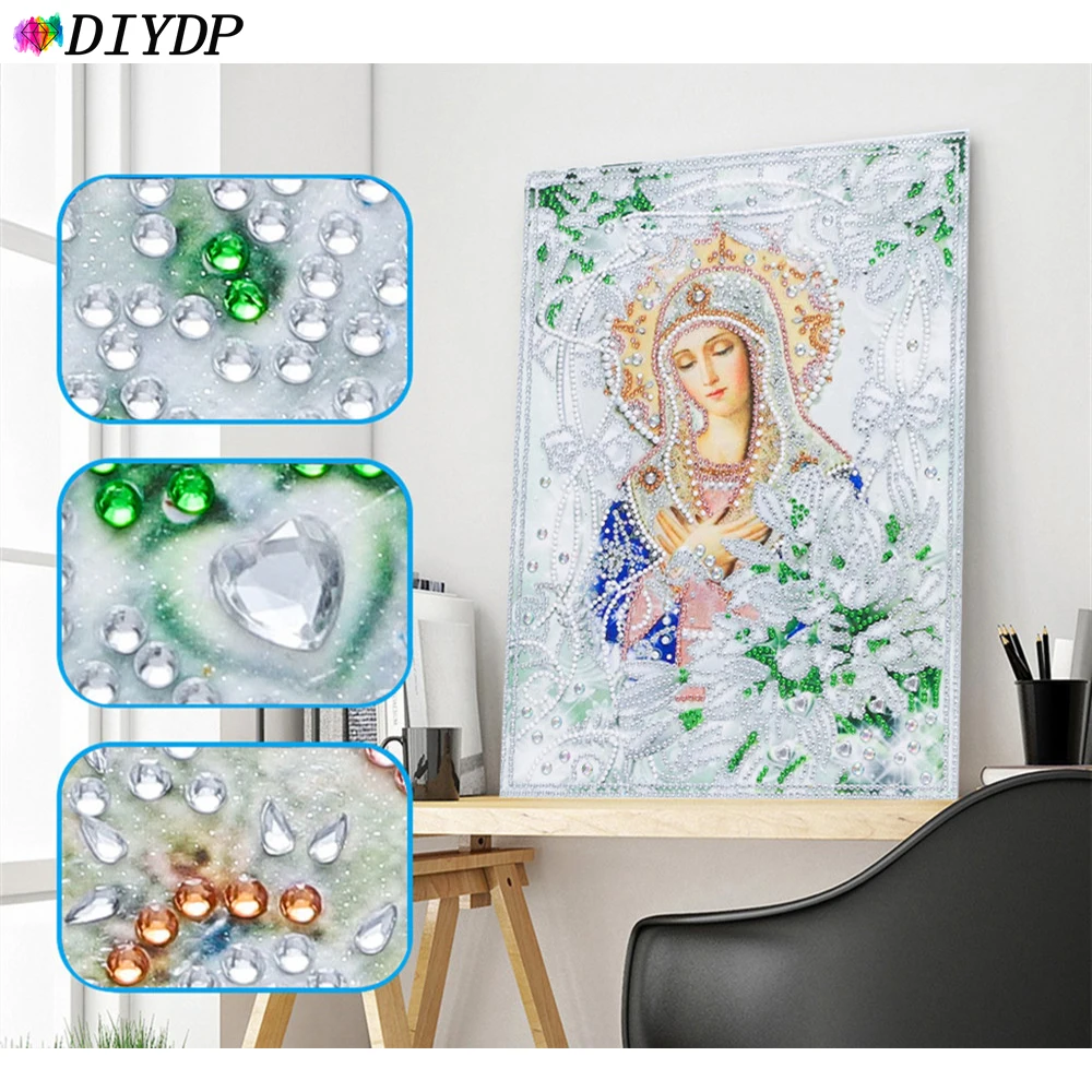 

Набор для алмазной вышивки стразами DIYDP, картина особой формы с изображением иконы, с круглыми кристаллами 5D, для творчества, стразы, декор в ...
