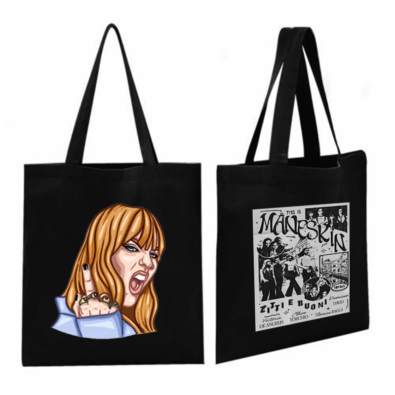 

Maneskin Shopping Bags Customizable Bag Canvas Tote Ladies Shopper Luxury Designer Handbag Handbags Reusable Printed Shopper Bag