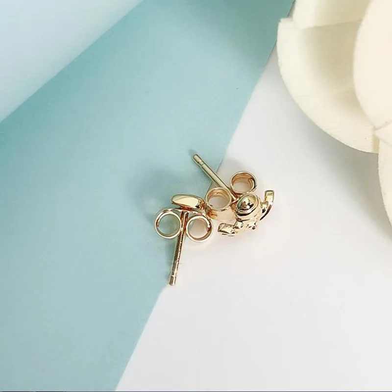 

Original S925 Sterling Silver Pan Earringgold Plated Love And Honey Bee Shine Earrings For Women Wedding Gift Fashion Jewelry