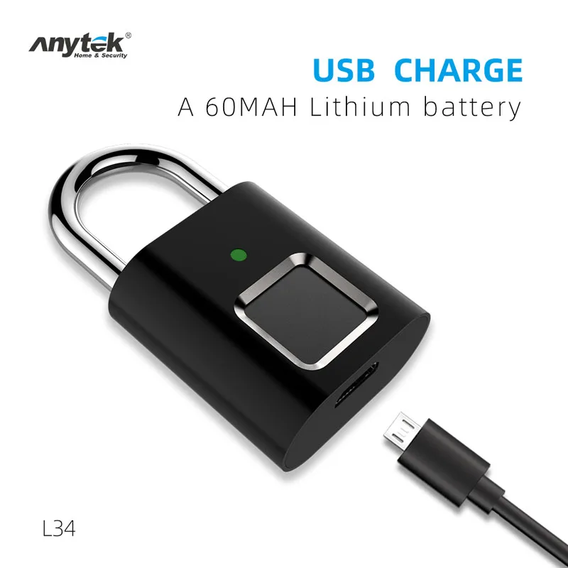 Дверной замок отпечатков пальцев безопасности без ключа USB Перезаряжаемые Анти