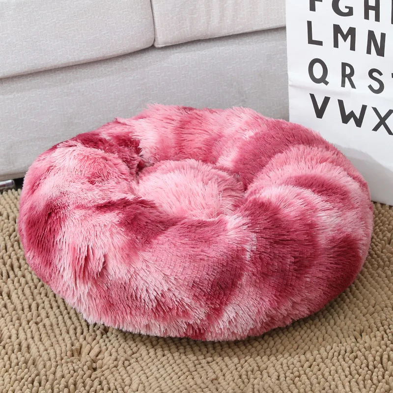 rainbow red Супер мягкая кровать для питомца питомника собака Круглые Солнцезащитные очки «Зима, теплый спальный мешок из удлиненного плюша в стиле «Щенячий Подушка Мат Портативный Товары для кошек 46/50/60 см - Цвет: rainbow red