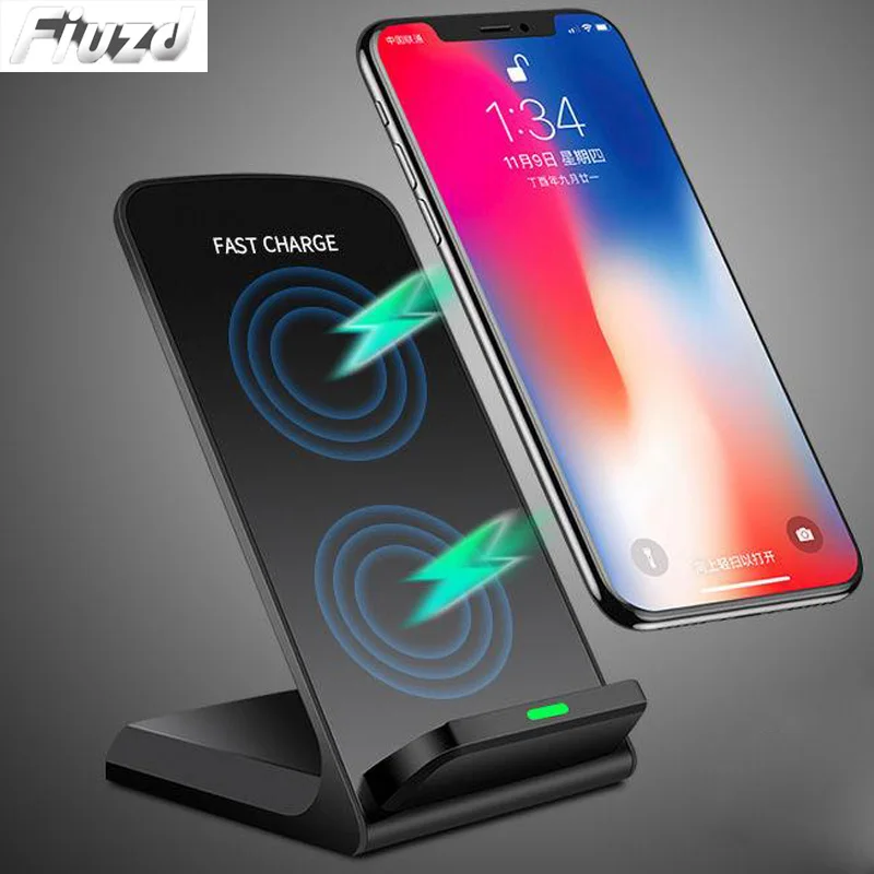 Беспроводная зарядная станция Fiuzd Qi 10 Вт 2 катушки быстрая док для iPhone X XS XR Samsung S9 S8