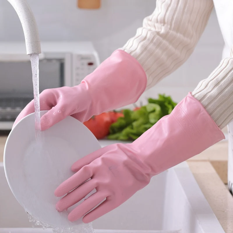 Dishwashing gloves female rubber kitchen washing vegetables household chores Cleaning durable thin waterproof clothes | Дом и сад