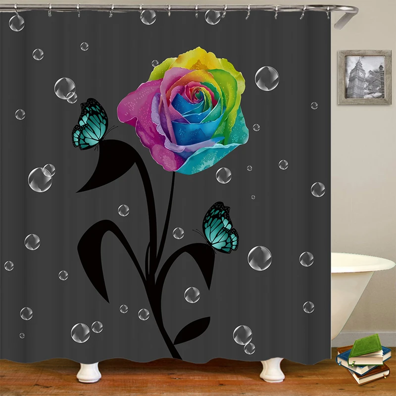 

Waterproof Bathing Bathroom Shower Curtain Set Non-Slip Bath Mat Rug Carpet Sets Toilet Cover Home Decor Bathroom Decor