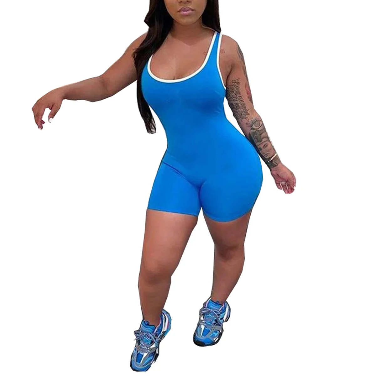 

Женский комбинезон без рукавов AA, однотонный комбинезон, цельная одежда, женский костюм