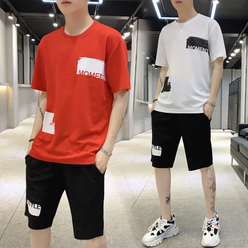 Спортивный костюм мужской из двух предметов футболка с короткими рукавами и