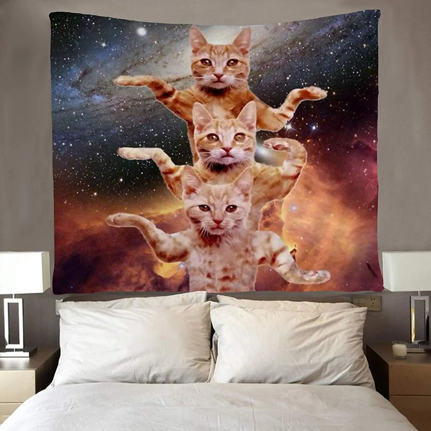 

Funny Galaxy Cat Tapestry Art Wall Hippie Art Hip Hop Cat Wall Hanging