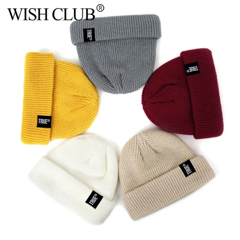 Wish Club новая зимняя шапка для женщин и мужчин, вязаная короткая однотонная бейсболка с дыней, шапочка в виде бобов, теплый шерстяной берет, разные цвета на выбор