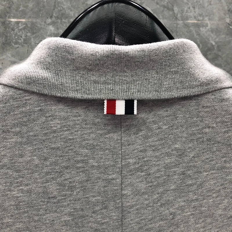 

TB THOM BULUO Brand Blazer Men British Casual Suit Slim Men's Jacket Turn-Down Collar Spring Autumn Striped Cotton Coat 2021 New