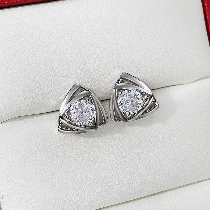 Серьги-гвоздики Huitan в форме треугольника женские металлические посеребренные