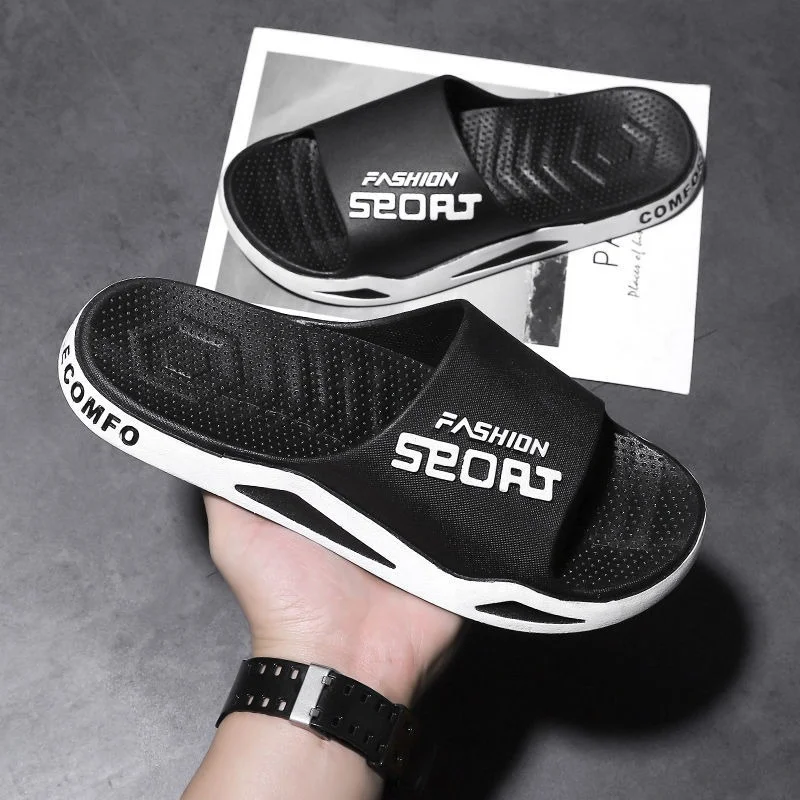 

Summer Women's Slides Slippers Home Platform Sandals Men Casual Black White Bathroom Fashion Non-Slip Beach Shoes