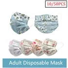 10-50 шт., одноразовые маски для лица с цветочным принтом