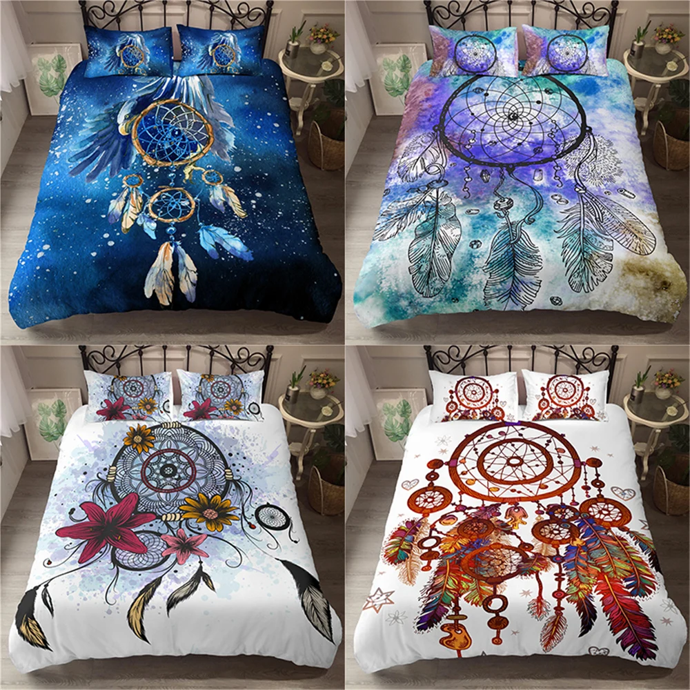 

Современный 3D синий перо с пододеяльником и наволочками с узором Ловец снов Постельное белье мягкой микрофибры King Queen один Размеры домашний...