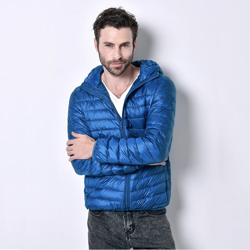 White duck down jacket men's lightweight down jacket down jacket men's fall/winter men's lightweight hood