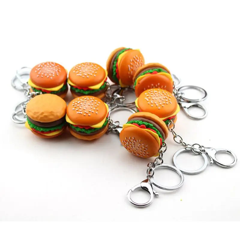 

Hamburger Cheeseburger Polymer Clay Key Chain Simulation Food Pendant Keyring 97QF