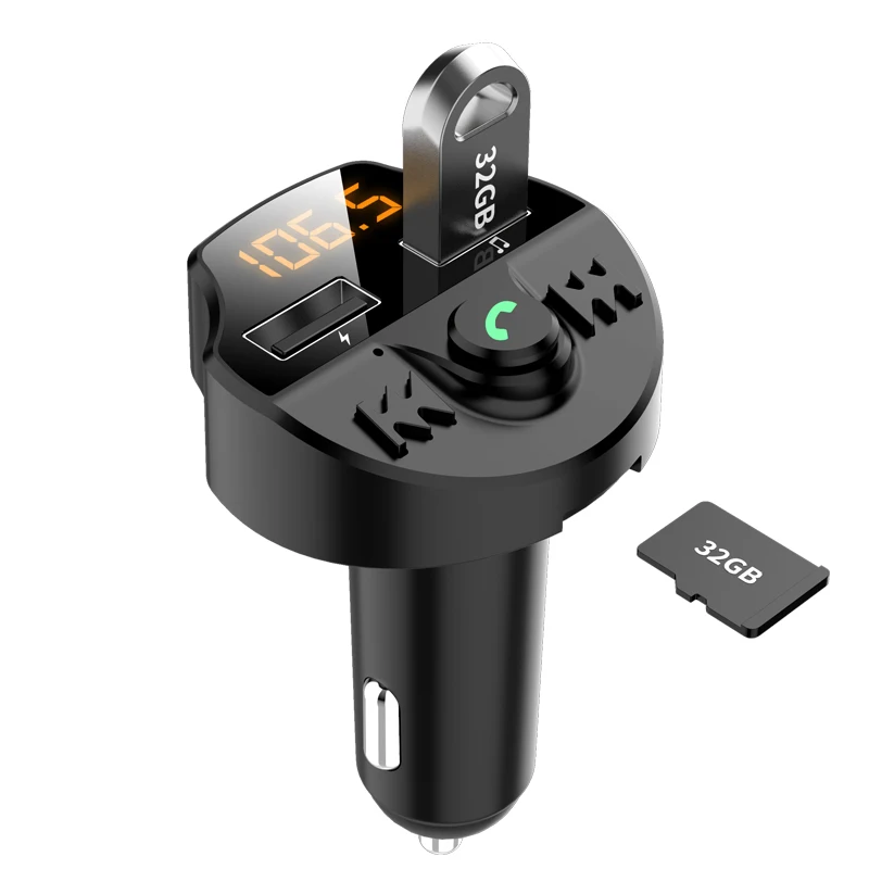 

Автомобильный FM-передатчик KORSEED, Bluetooth 5,0, mp3-плеер, адаптер напряжения аккумулятора, TF-карта, Hands Free, умный чип с двумя USB-портами