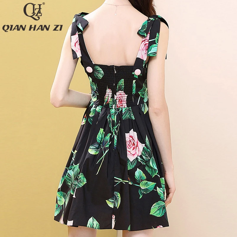 Цянь Хан Zi модные дизайнерские для подиума летние платье женщин Спагетти ремень