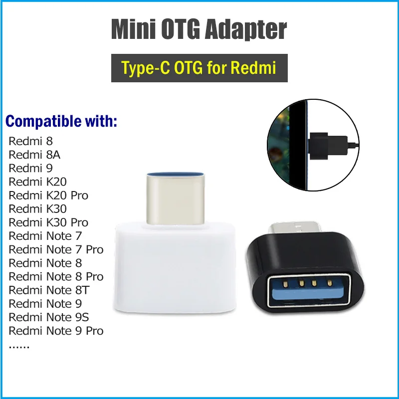 2 шт Type C OTG адаптер для Xiaomi Redmi Note 9S 8T 7 8 9 Pro Max 8A 10X K20 K30 5G Переходник USB