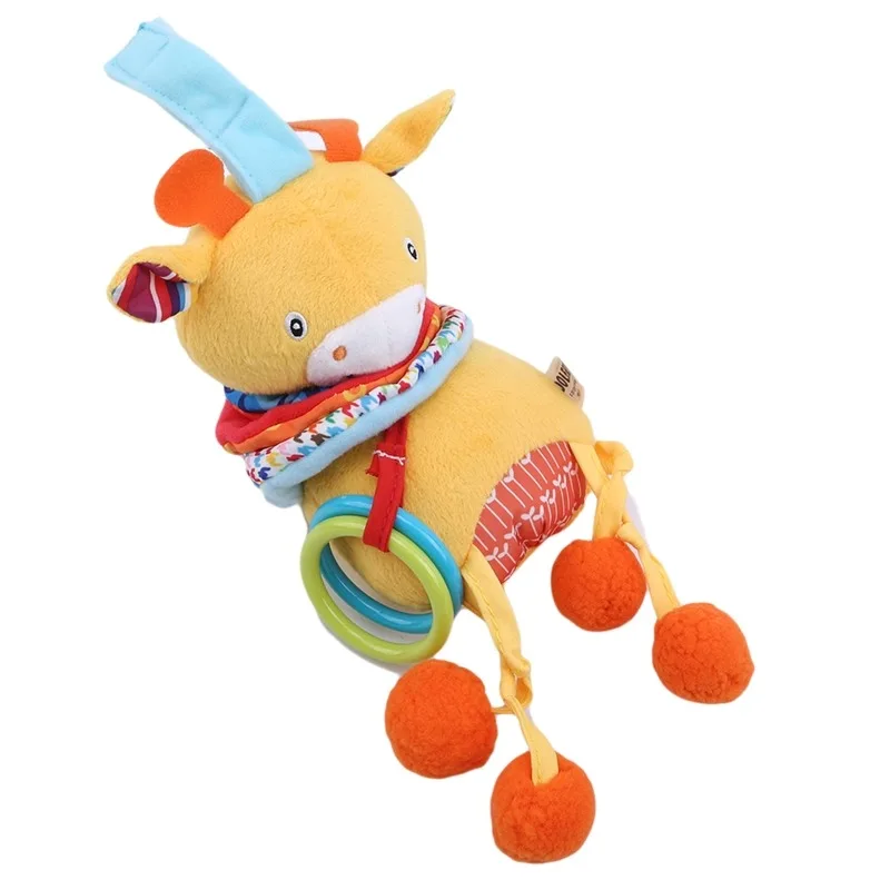 

Cute Newborn Soft Plush Crib Stroller Baby Toys 0-12 Months Bed Stroller Cartoon Animal Hanging Rattle Doll Educational Toy Gift