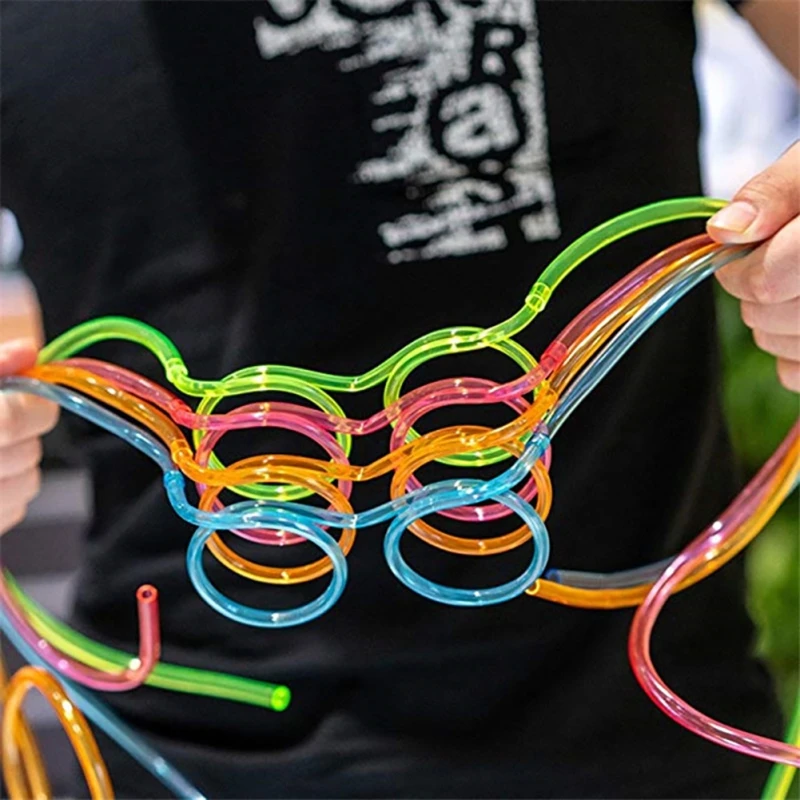 New Soft Plastic Fun Straw Glasses Flexible Drinking Straws Tube Tools Kids Party Supplies Bar Accessories | Дом и сад