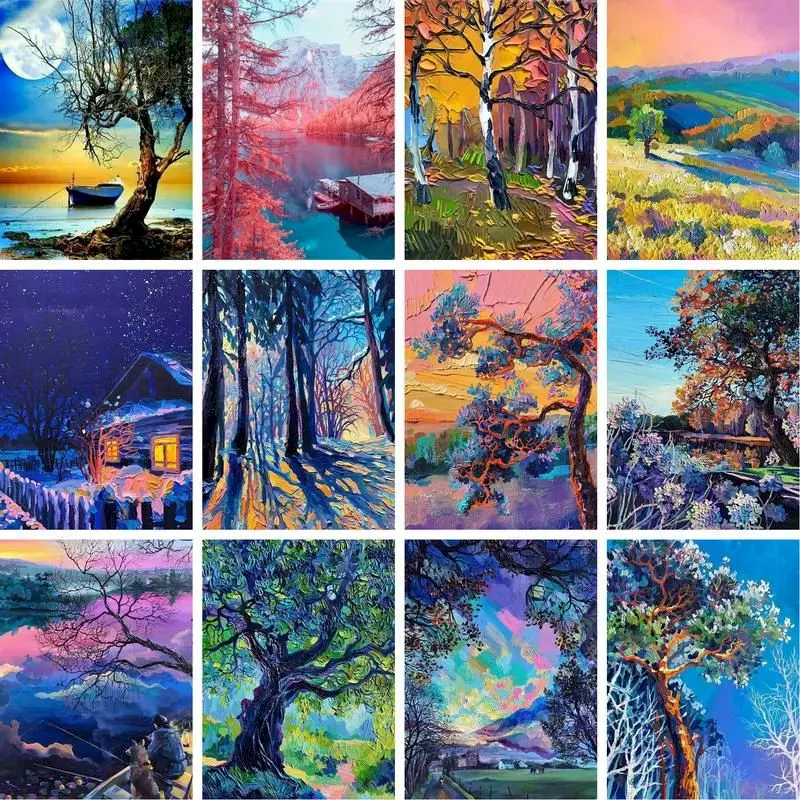 

GATYZTORY 60x75cm Frame DIY Painting By Numbers Landscape Picture By Numbers Home Decoration Acrylic Oil Painting Wall Artcraft