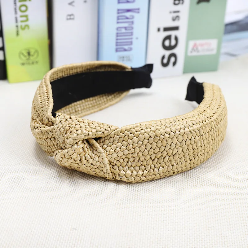 Повязка для волос в богемном стиле винтажная Плетеная соломенная лента с