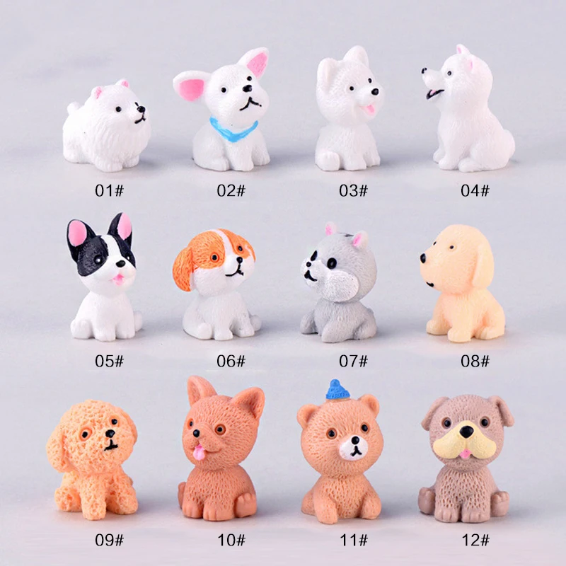 

Cute Mini Dog Ornaments Resin uppy Micro Landscape Dog Crafts Car Home Decor Miniature Micro Gnome Kids Gifts