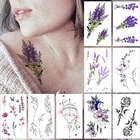 тату наклейки тату временные женские стикеры Водостойкая Временная тату-наклейка на запястье фиолетовые Лавандовые цветы акварель флэш-тату искусственная тату для боди-арта для женщин и мужчин