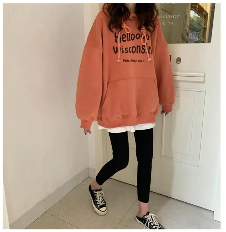 Hoodies oversized Pocket  Sweatshirts  Harajuku boy friend style Spring Casual Korean Pullovers Women sweetshirts