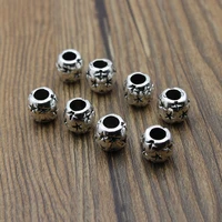 10pcs tibetan silver tube spacer beads for jewelry making big hole 5mm loose metal beads bracelet necklace diy findings craft