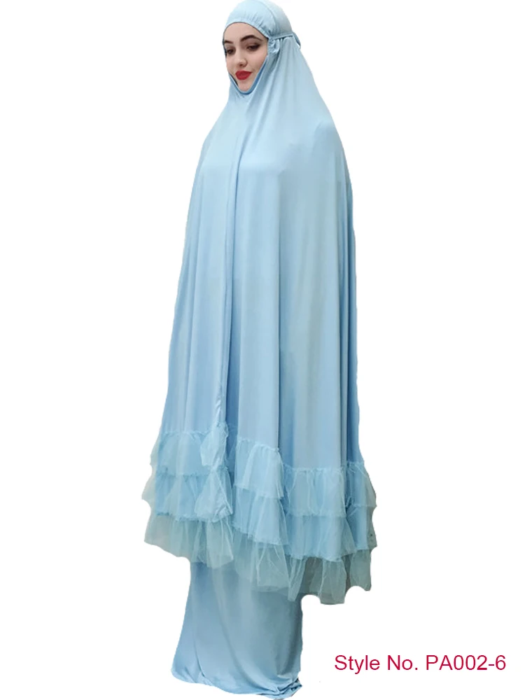 Light Blue Khimar Мусульманская женская молитвенная одежда Khimar юбка комплект длинное платье хиджаб Арабская абайя Jilbab Niqab Afghanistan Clothes For Namaz - Цвет: Light Blue Khimar