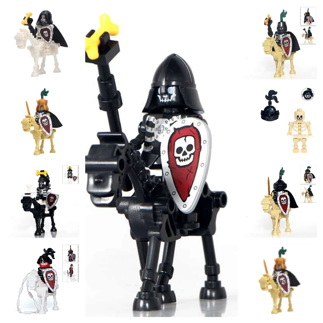 

2021 new Cool toys Middle Ages Undead Skeleton Knight Building Blocks Horse action figure Action Figure Dragon Knight Kids