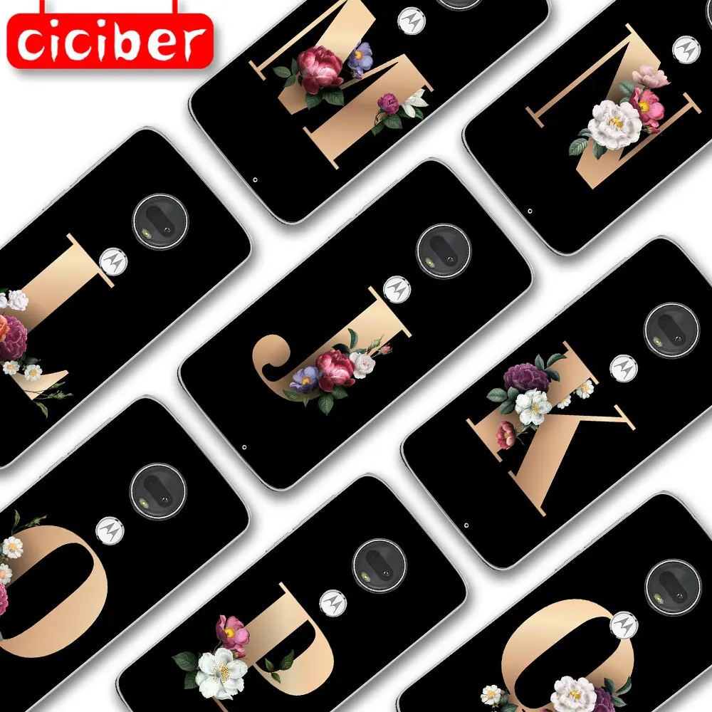 

J R Initials flower Phone Case For Motorola Moto G10 G9 G8 G7 G5 G5S G6 E5 E6 E7 Plus Play Power Soft Silicone TPU Protect Funda