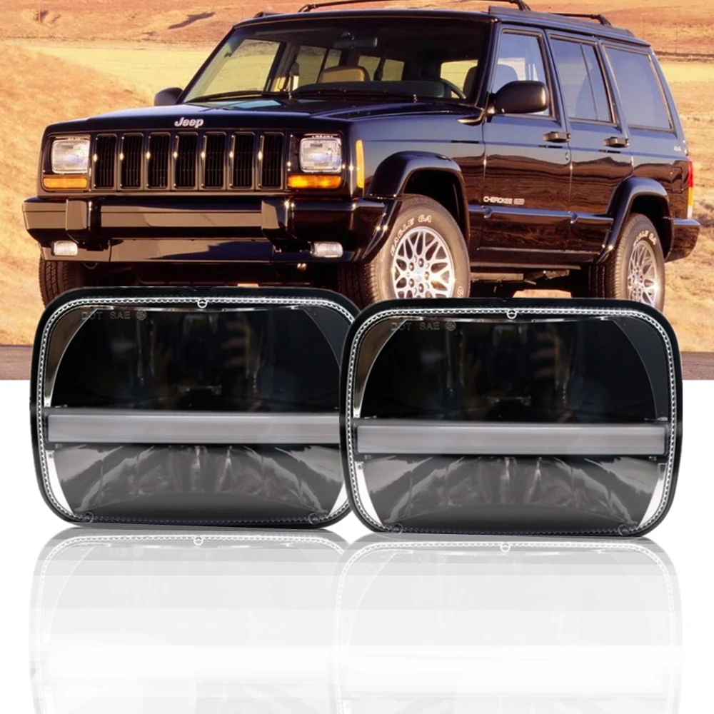 2 шт. автомобильная светодиодная фара 7x6 5x7 дюймов Белый DRL Янтарный сигнал