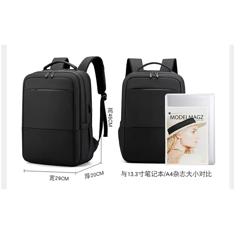 

Casual Business Men Computer Backpack 15 Inch Laptop Bag 2021 Large Waterproof Oxford Cloth Anti-theft Man Travel Backpack Black