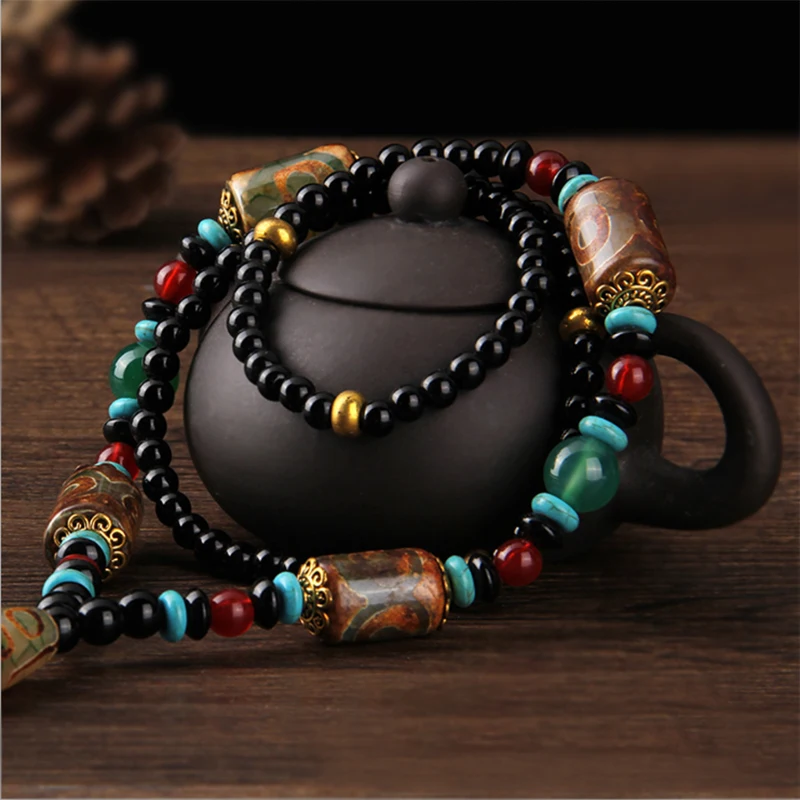 Натуральный жемчужный кулон с тремя глазами и девятью изысканный Тибетский Агат