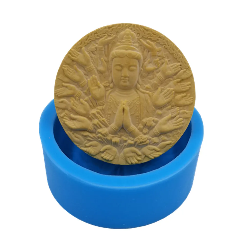 Thousand Hands Buddha Soap Mold Candle Wax Melt Silicone Molds Decorated Gypsum Resin Craft Mould Chocolate Cake Baking Tools