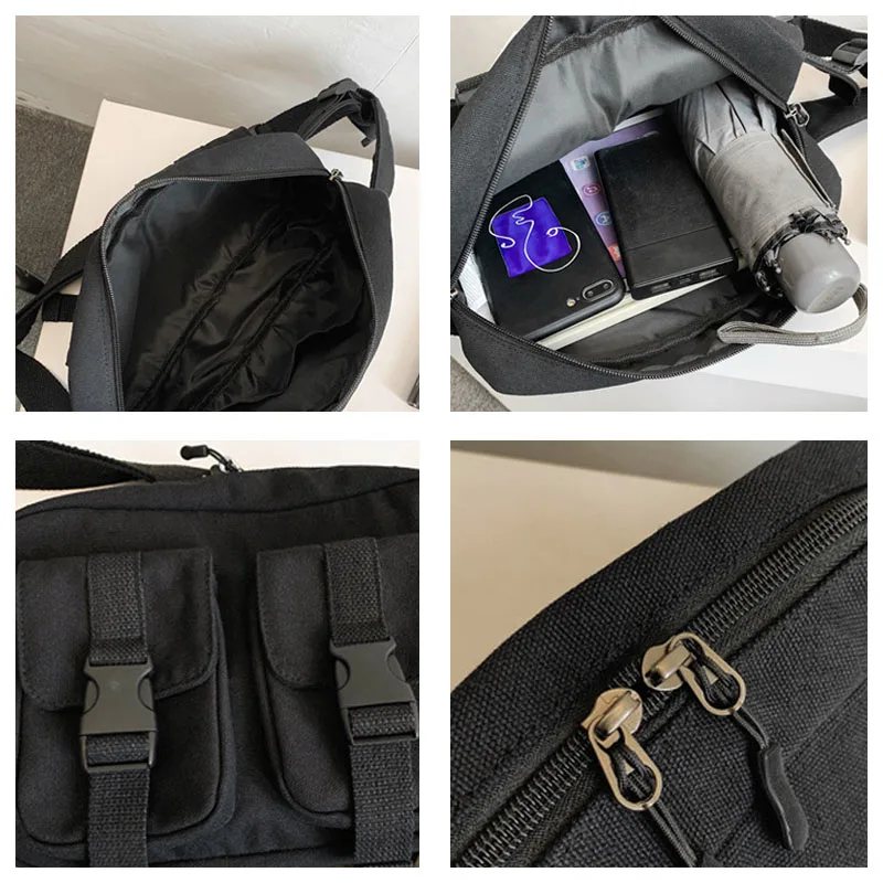 

Canvas Waist Bag Fanny Pack Large Capacity Crossbody Chest Bags Banana Pack Hip hop Motion Waist Belt Bag Unisex Waist Pack