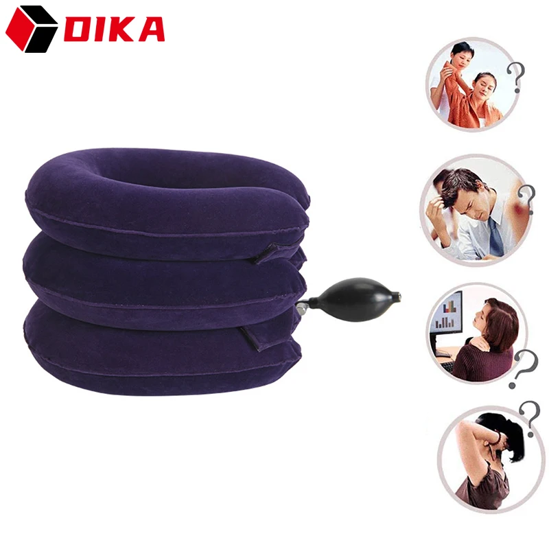 

Air Inflatable Cervical Collar Neck Traction Support Massage Pillow Pain Relief Relax Health Care Neck Head Stretcher Household