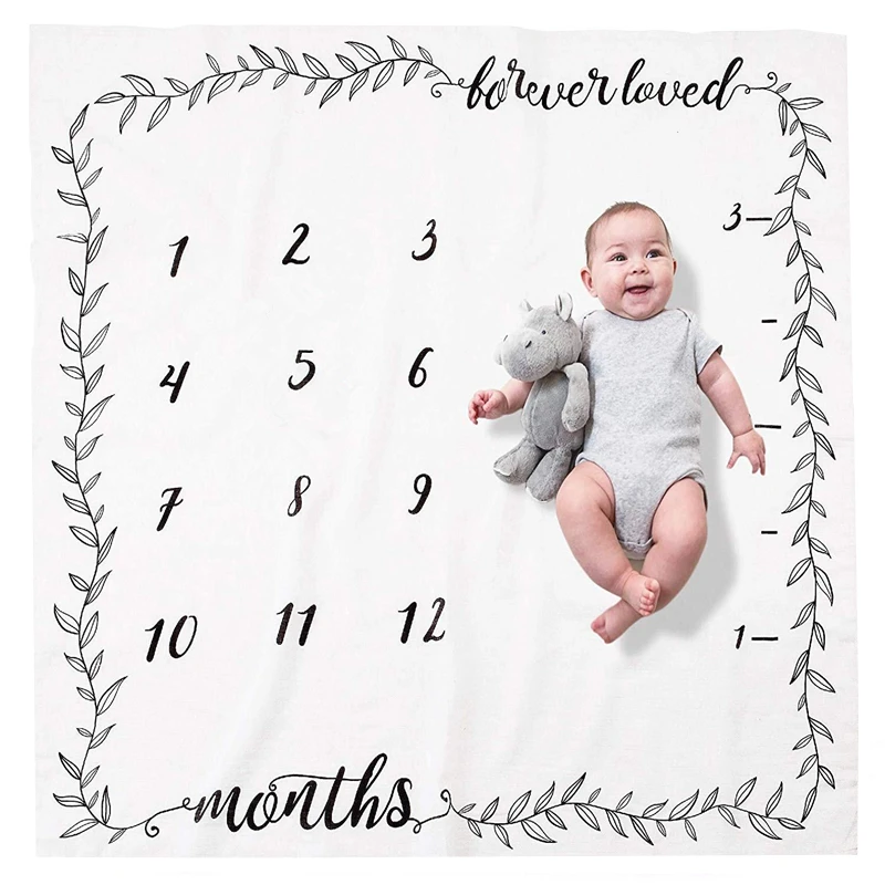 

Newborn Baby Monthly Milestone Blanket Infant Picture Growth Photo Background Diaper Carpet Photography Props Accessories