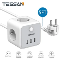 tessan power strip eu socket travel power strip with 3 ac outlets and 3 usb charging ports onoff switch 1 5m5ft extension cord