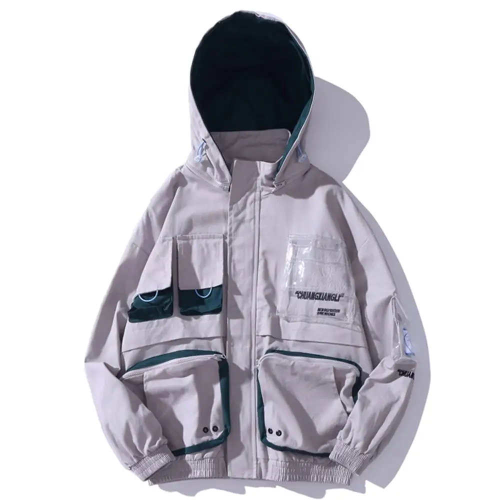 Куртка Асимметричная мужская с капюшоном Повседневная Уличная одежда в стиле